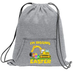 Easter Bunny Eggs Digging Tractor Excavator Sweatshirt Cinch Pack Bag