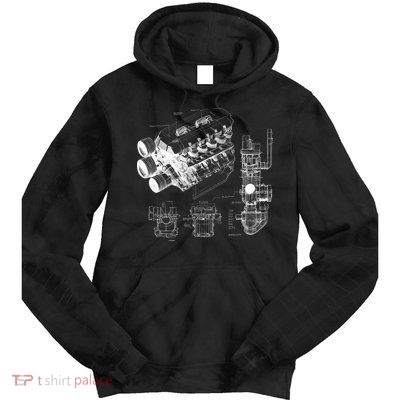 Engine Blueprint Tie Dye Hoodie