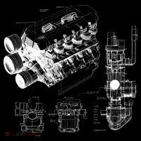 Engine Blueprint Zip Tote Bag