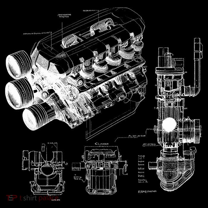 Engine Blueprint Zip Tote Bag