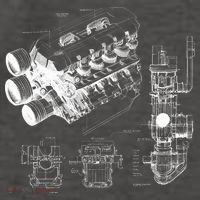 Engine Blueprint Vector Backpack