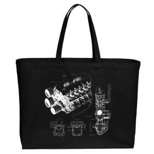 Engine Blueprint Cotton Canvas Jumbo Tote