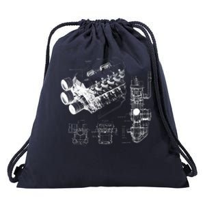 Engine Blueprint Drawstring Bag