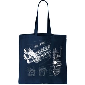 Engine Blueprint Tote Bag