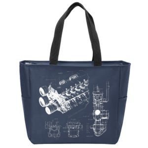 Engine Blueprint Zip Tote Bag