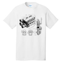 Engine Blueprint Tall T-Shirt