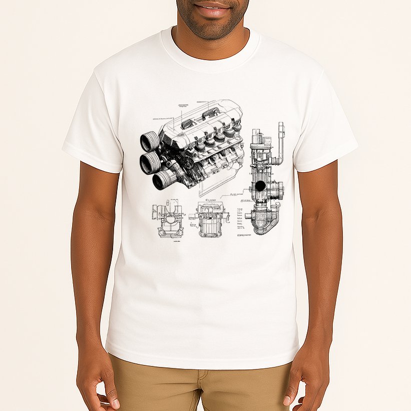 Engine Blueprint Tall T-Shirt