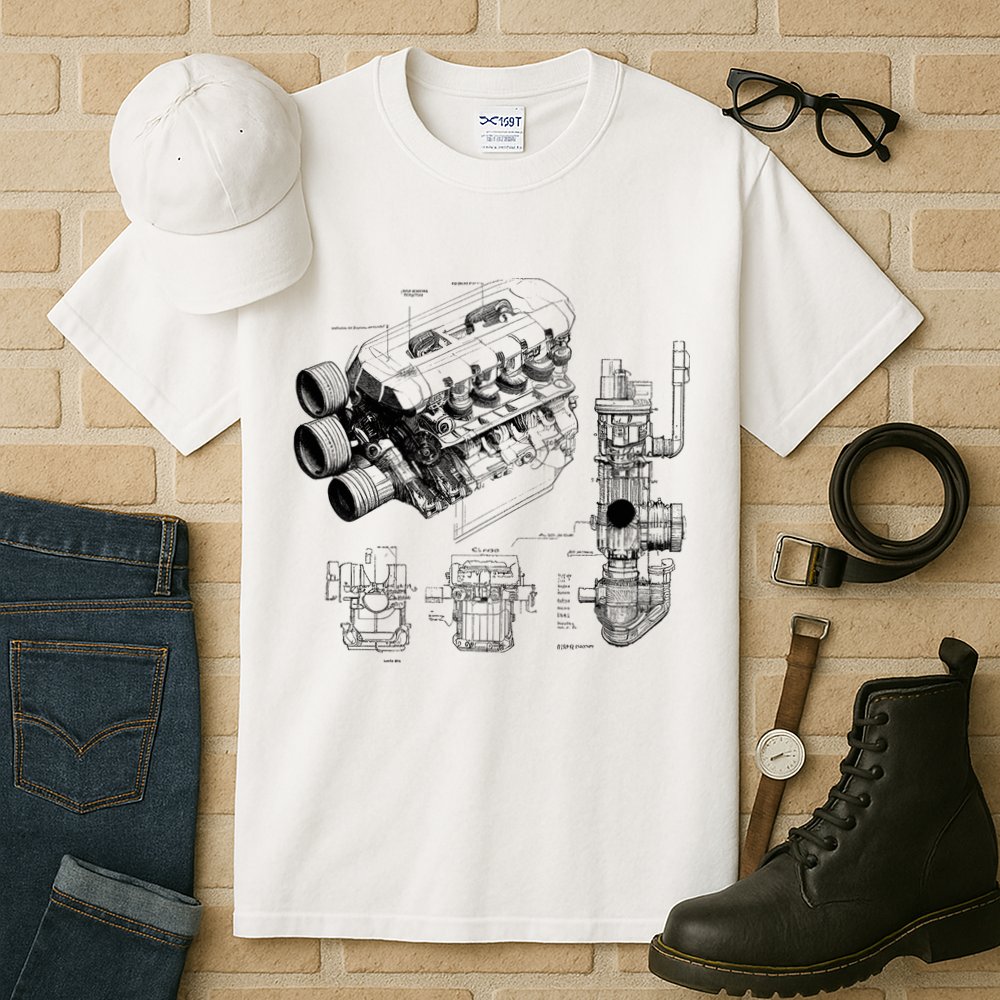 Engine Blueprint Tall T-Shirt