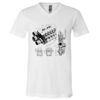 Engine Blueprint V-Neck T-Shirt