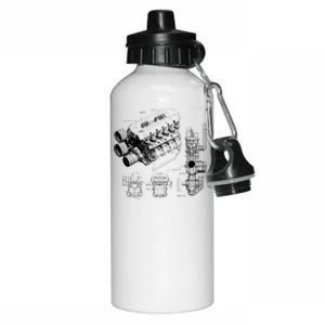 Engine Blueprint Aluminum Water Bottle