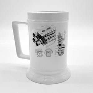 Engine Blueprint Beer Stein