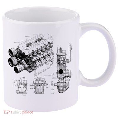 Engine Blueprint 11oz C Handle Ceramic Mug