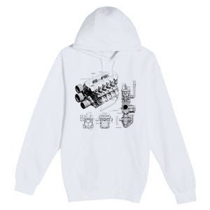 Engine Blueprint Premium Pullover Hoodie