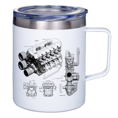 Engine Blueprint 12oz Stainless Steel Coffee Mug