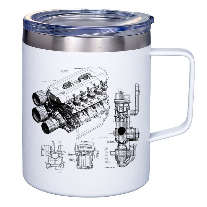 Engine Blueprint 12oz Stainless Steel Coffee Mug