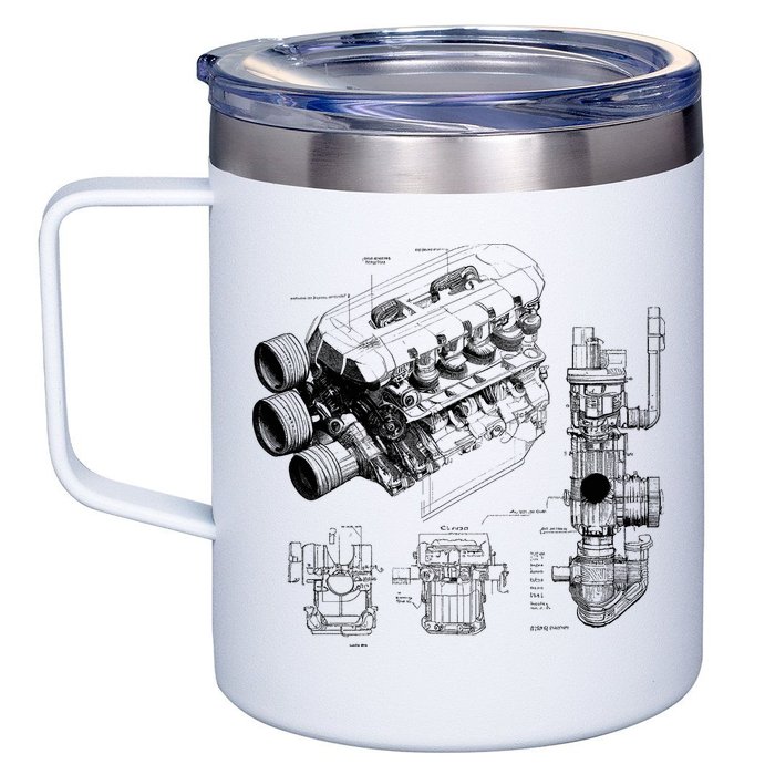 Engine Blueprint 12oz Stainless Steel Coffee Mug