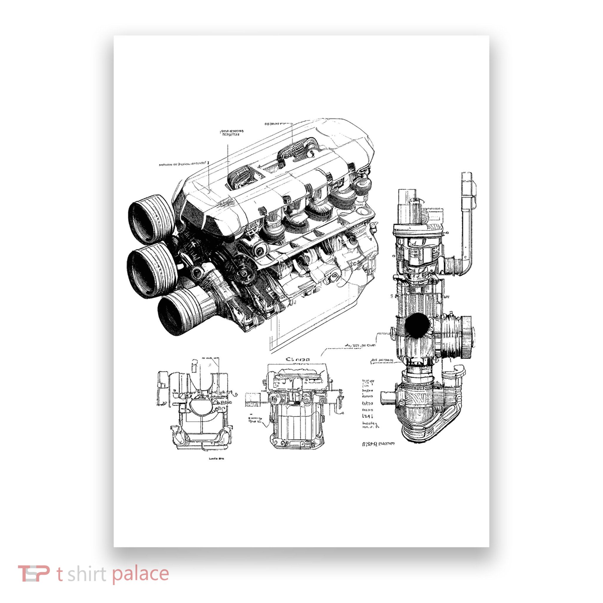 Engine Blueprint Poster