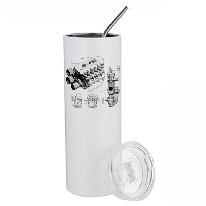 Engine Blueprint Stainless Steel Tumbler