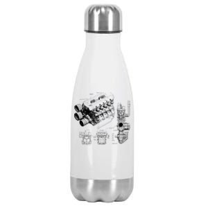 Engine Blueprint Stainless Steel Insulated Water Bottle