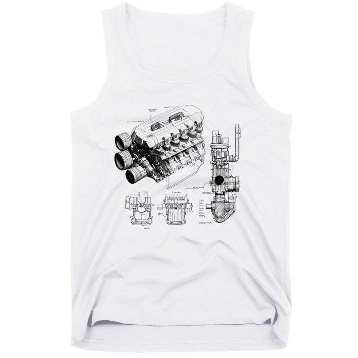 Engine Blueprint Tank Top