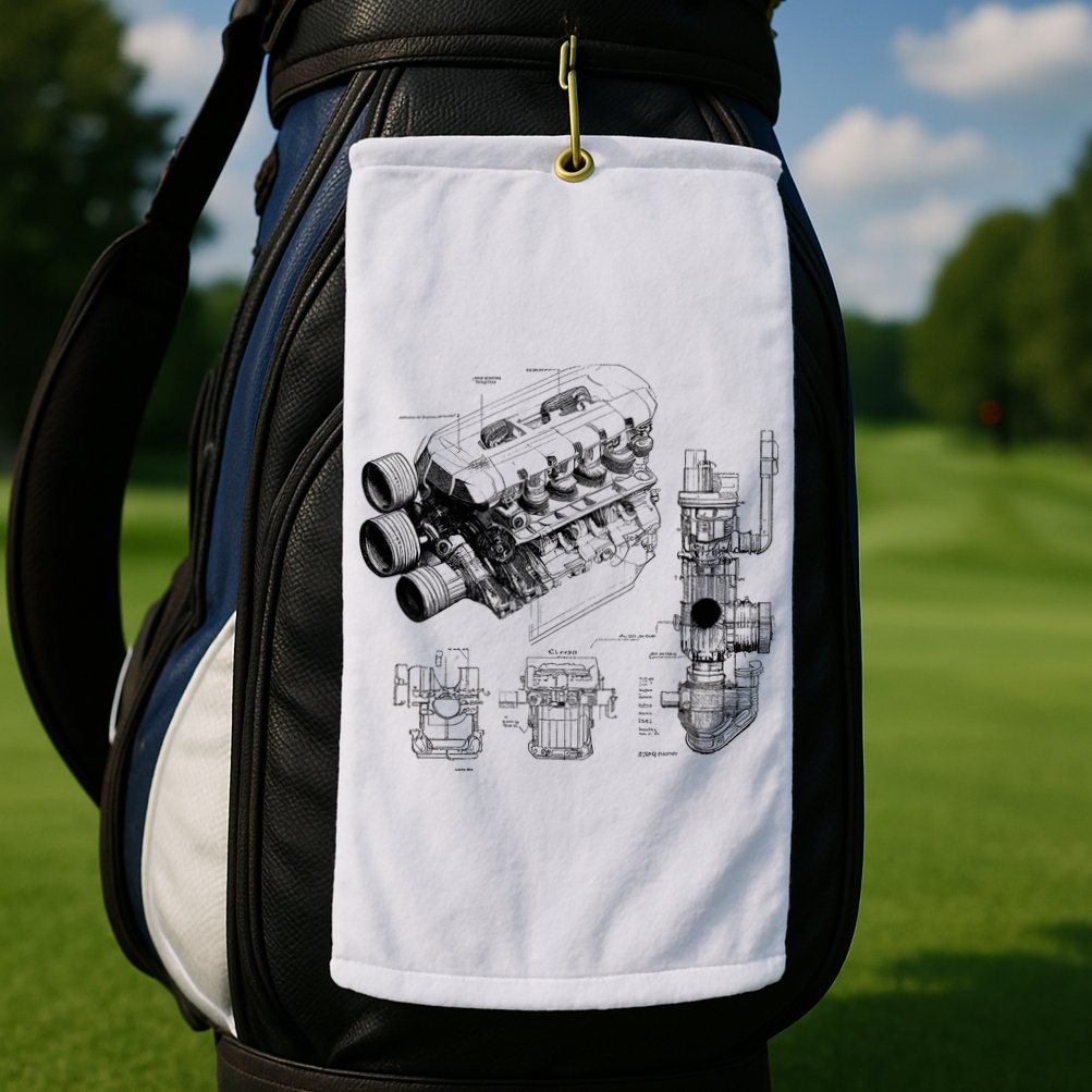 Engine Blueprint Golf Towel