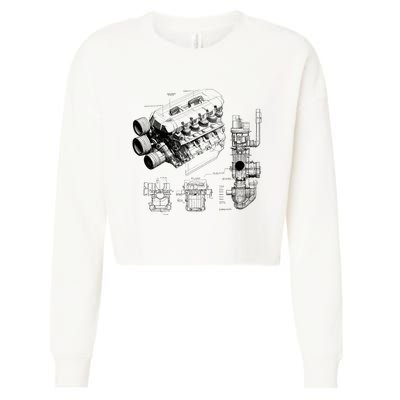 Engine Blueprint Cropped Pullover Crew