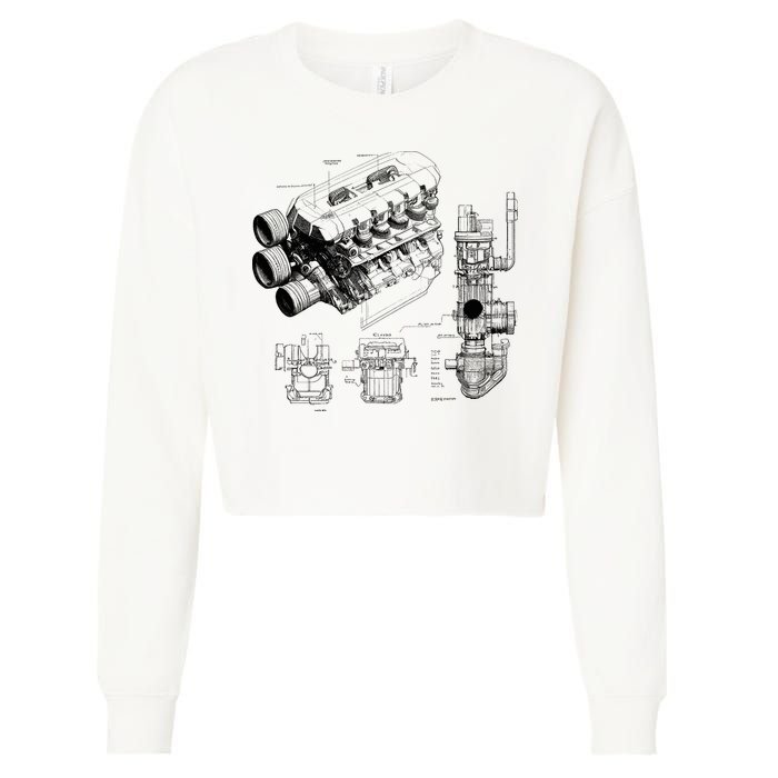Engine Blueprint Cropped Pullover Crew