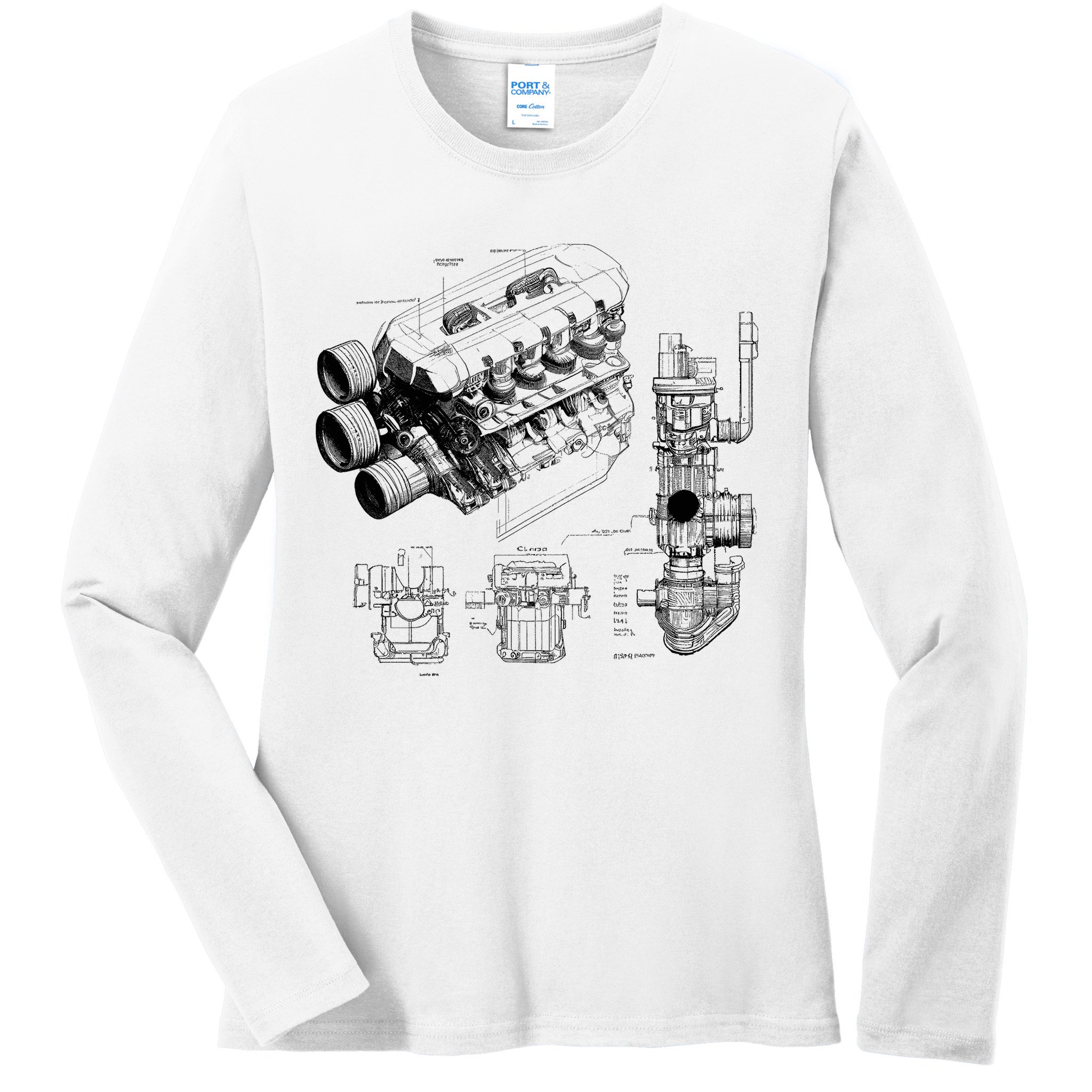 Engine Blueprint Ladies Long Sleeve Shirt