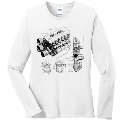 Engine Blueprint Ladies Long Sleeve Shirt