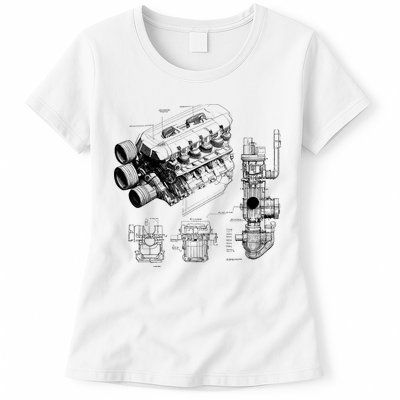 Engine Blueprint Womens T-Shirt