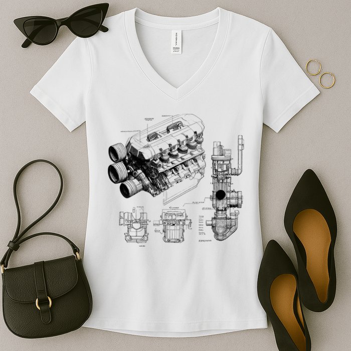 Engine Blueprint Women's V-Neck T-Shirt