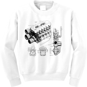 Engine Blueprint Kids Sweatshirt