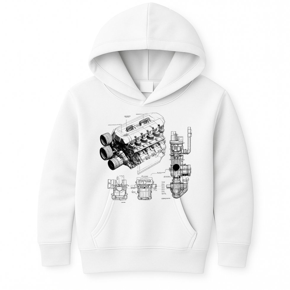 Engine Blueprint Kids Hoodie