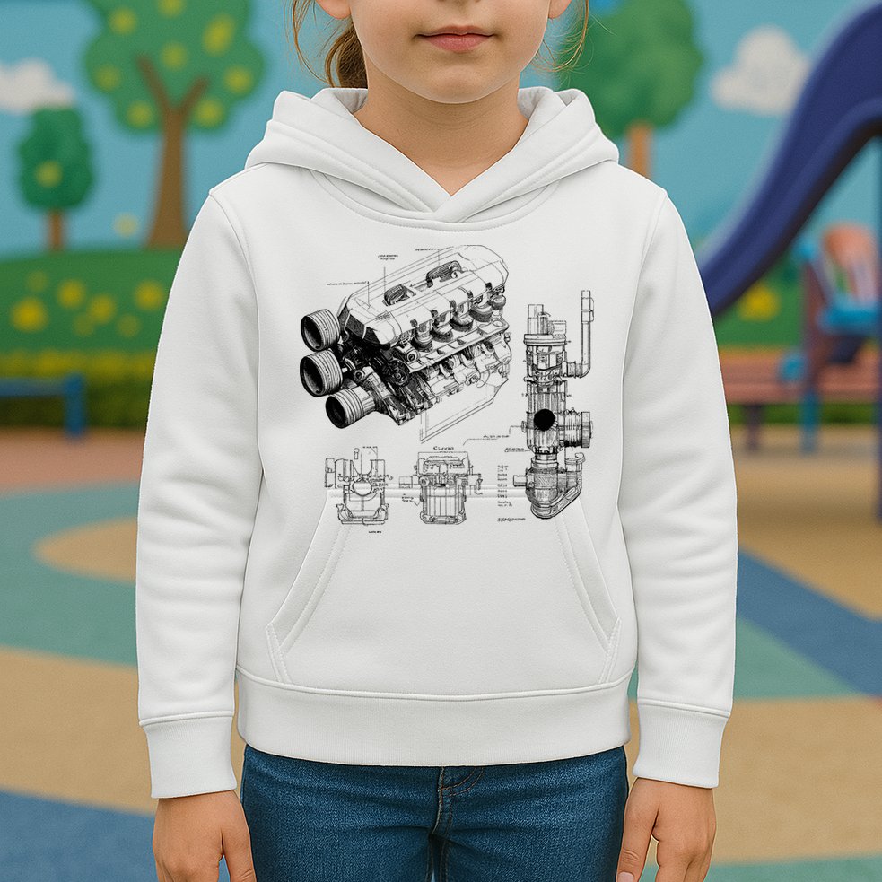 Engine Blueprint Kids Hoodie