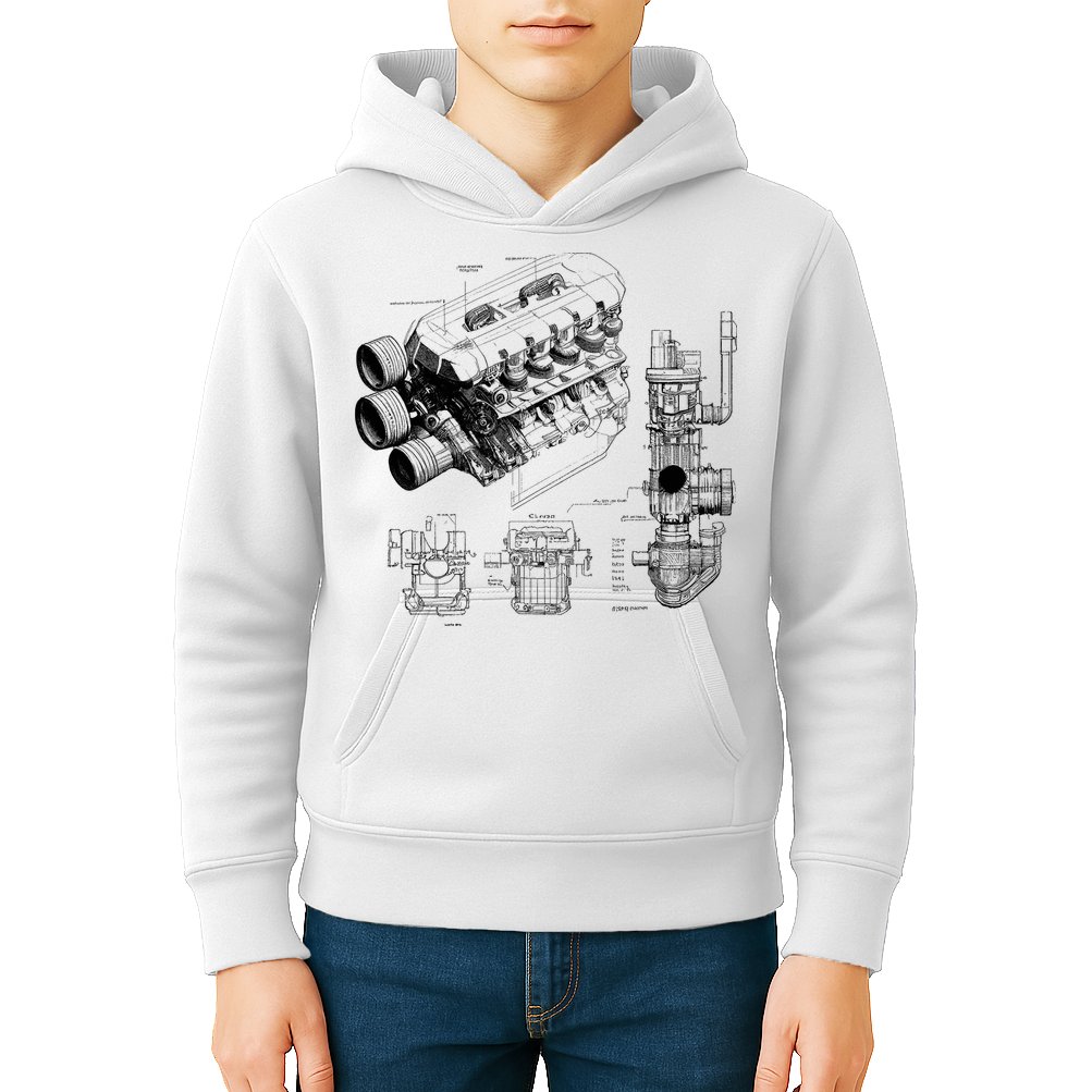 Engine Blueprint Kids Hoodie