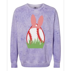 Easter Bunny Ears Baseball Player Coach Fan Lover Ball Gift Colorblast Crewneck Sweatshirt