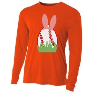 Easter Bunny Ears Baseball Player Coach Fan Lover Ball Gift Cooling Performance Long Sleeve Crew