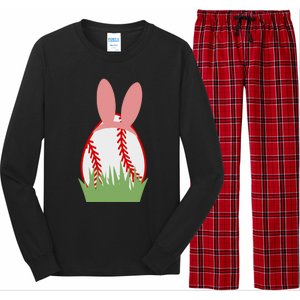 Easter Bunny Ears Baseball Player Coach Fan Lover Ball Gift Long Sleeve Pajama Set