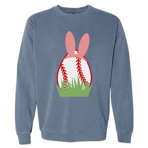 Easter Bunny Ears Baseball Player Coach Fan Lover Ball Gift Garment-Dyed Sweatshirt