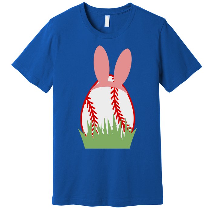 Easter Bunny Ears Baseball Player Coach Fan Lover Ball Gift Premium T-Shirt