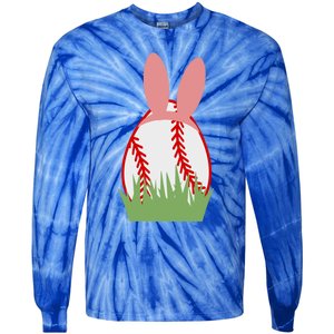 Easter Bunny Ears Baseball Player Coach Fan Lover Ball Gift Tie-Dye Long Sleeve Shirt