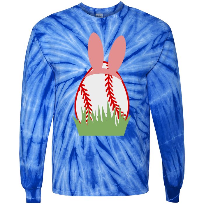 Easter Bunny Ears Baseball Player Coach Fan Lover Ball Gift Tie-Dye Long Sleeve Shirt