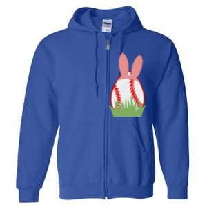 Easter Bunny Ears Baseball Player Coach Fan Lover Ball Gift Full Zip Hoodie