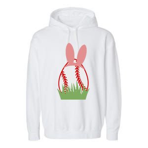 Easter Bunny Ears Baseball Player Coach Fan Lover Ball Gift Garment-Dyed Fleece Hoodie