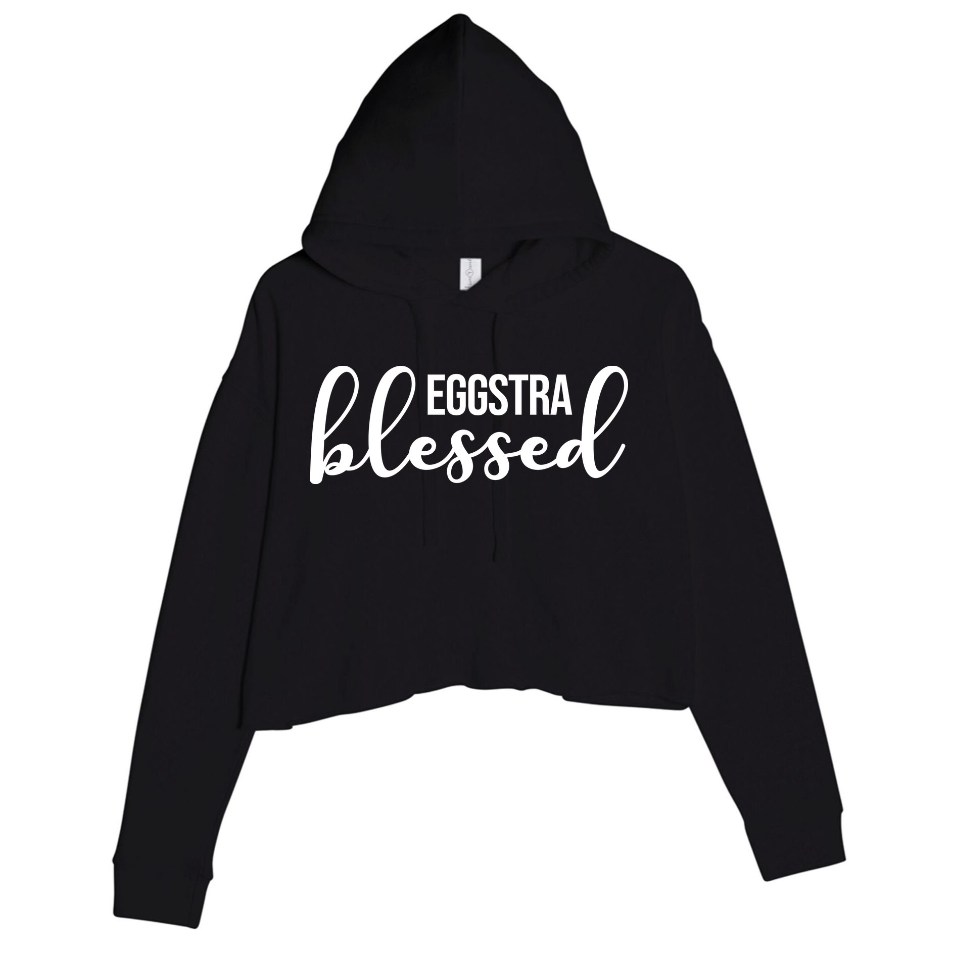 Eggstra Blessed Easter Holiday Crop Fleece Hoodie