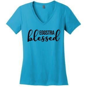 Eggstra Blessed Easter Holiday Women's V-Neck T-Shirt