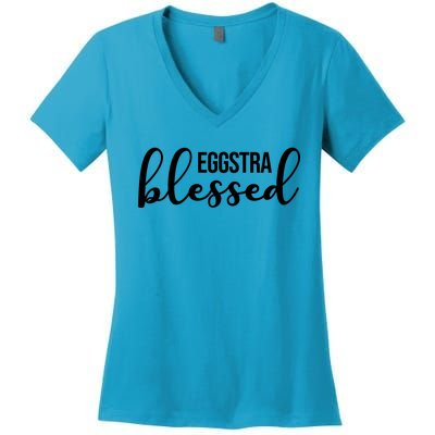 Eggstra Blessed Easter Holiday Women's V-Neck T-Shirt