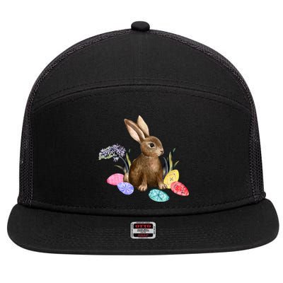 Easter Bunny Egg Spring Holiday Cute 7 Panel Mesh Trucker Snapback Hat