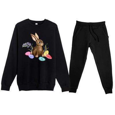 Easter Bunny Egg Spring Holiday Cute Premium Crewneck Sweatsuit Set