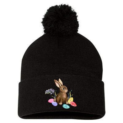 Easter Bunny Egg Spring Holiday Cute Pom Pom 12in Knit Beanie